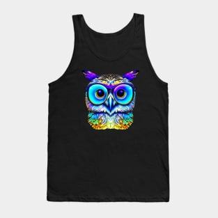 Colorful Owl With Funky Glasses Tank Top